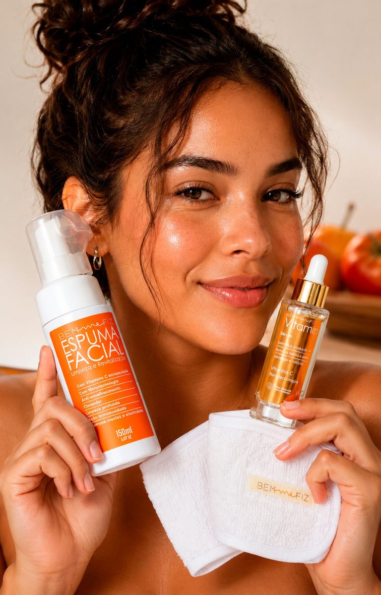 Kit Caju Uau: Espuma Facial e Sérum Vitamina C | Bem Me Fiz