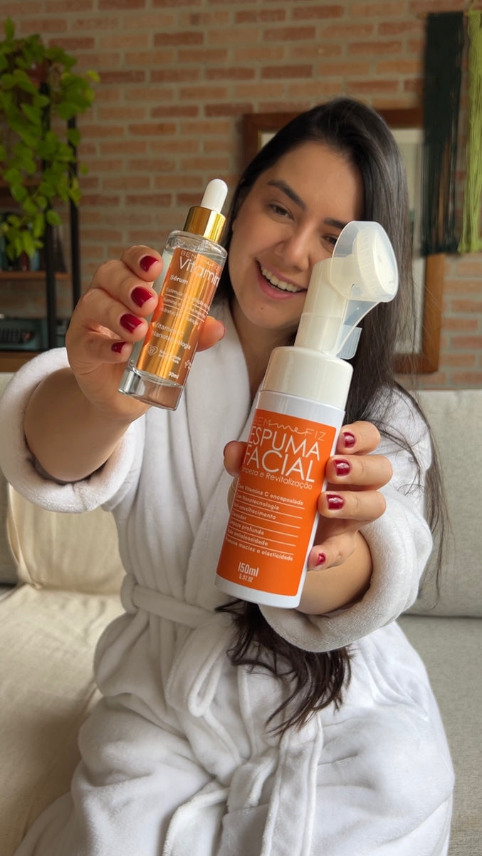 Kit Caju Uau: Espuma Facial e Sérum Vitamina C | Bem Me Fiz
