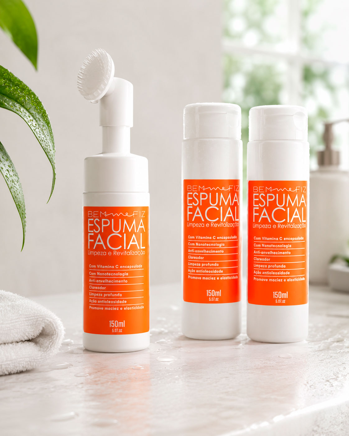 Kit Espuma Facial e 2 Refis 150mL | Bem Me Fiz